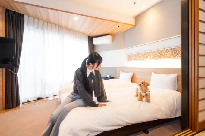 愛⽝と泊まれるお部屋