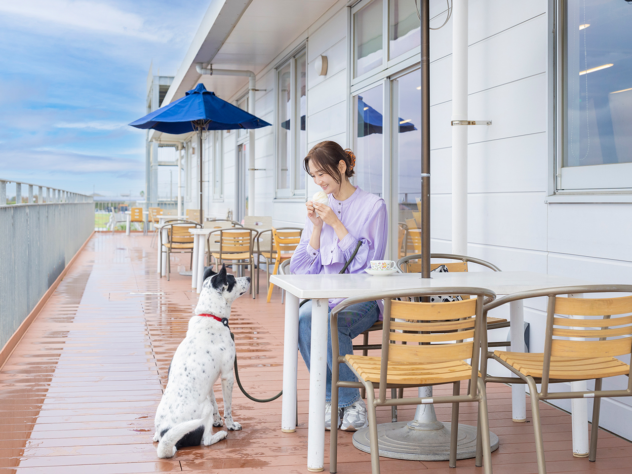 2階テラスはペット同伴OK。ランチやお茶を楽しめる