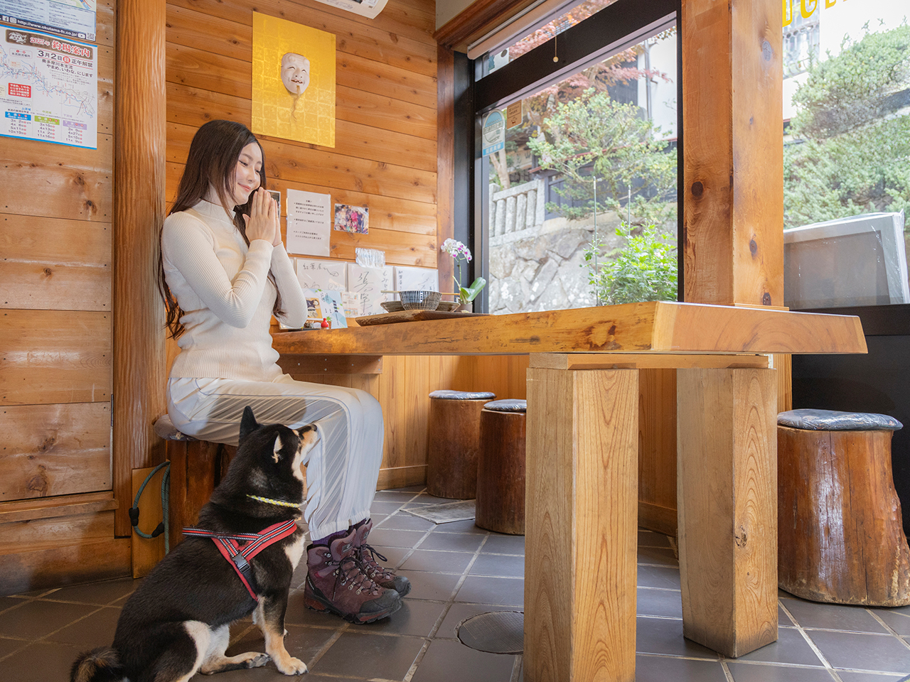 木のぬくもりが温かい店内。入店できる愛犬連れは1度に1組のみなので安心
